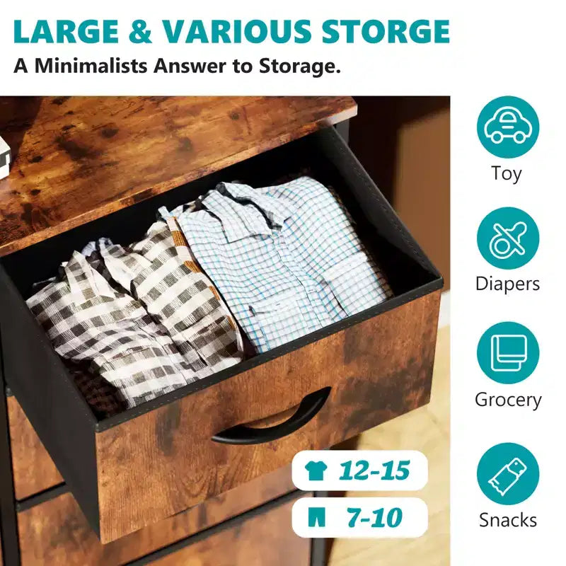MAYEERTY Drawer Dresser, Fabric Storage Dresser for Bedroom, Living Room