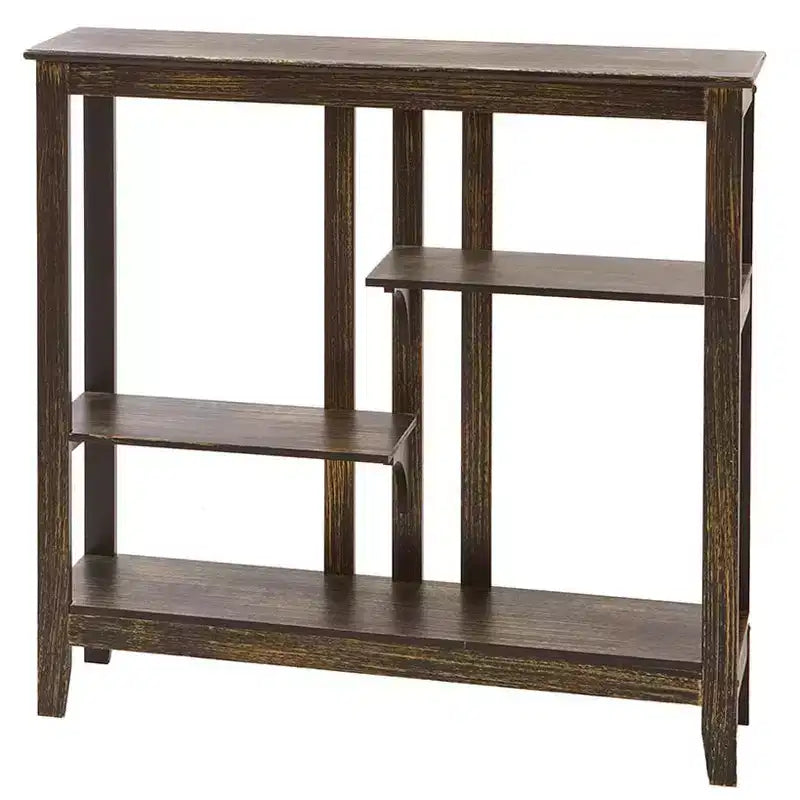 The Lakeside Collection Brushed Metallic Console Table with Display Shelves 31.4W x 29.8H -
