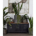 Wood Storage Bench 3 Drawers Black - Olivia & May: Industrial Style, Metal Frame, Distressed Finish, 300 lb Capacity